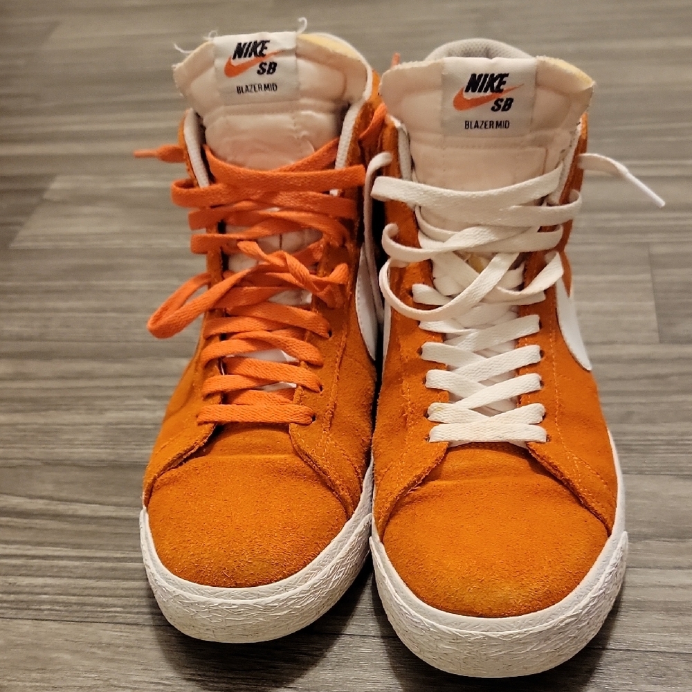 Nike Orange Suede Sneakers with Dual Laces